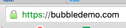 A screenshot of a secure URL: https://bubbledemo.com