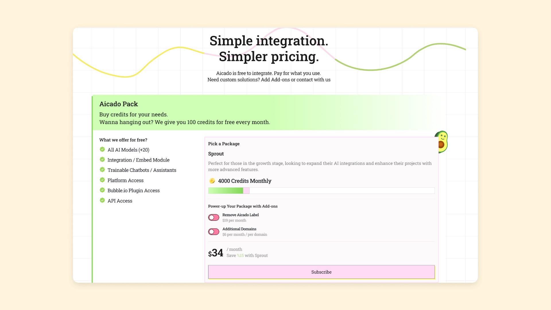 A screenshot of Aicado's pricing slider.