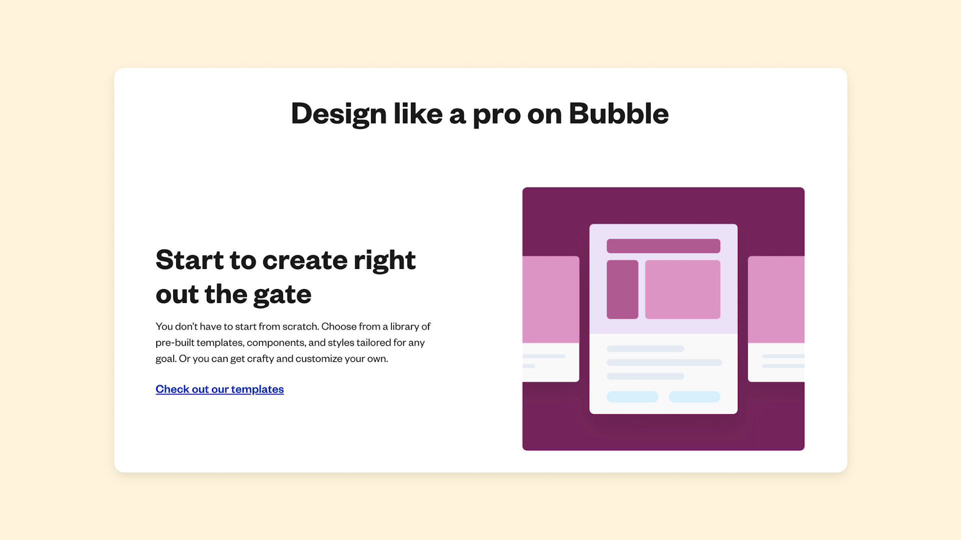 A screenshot of Bubble's design product page