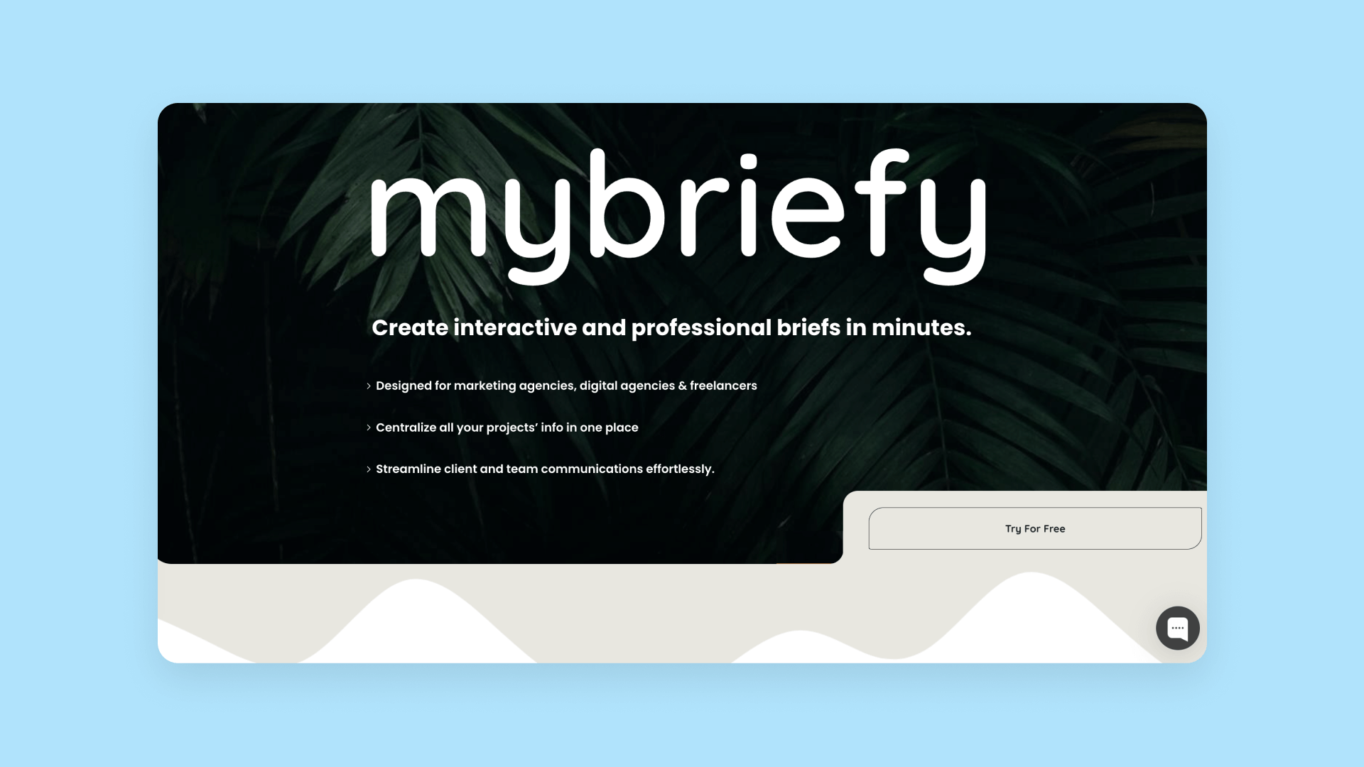 A screenshot of the MyBriefy homepage