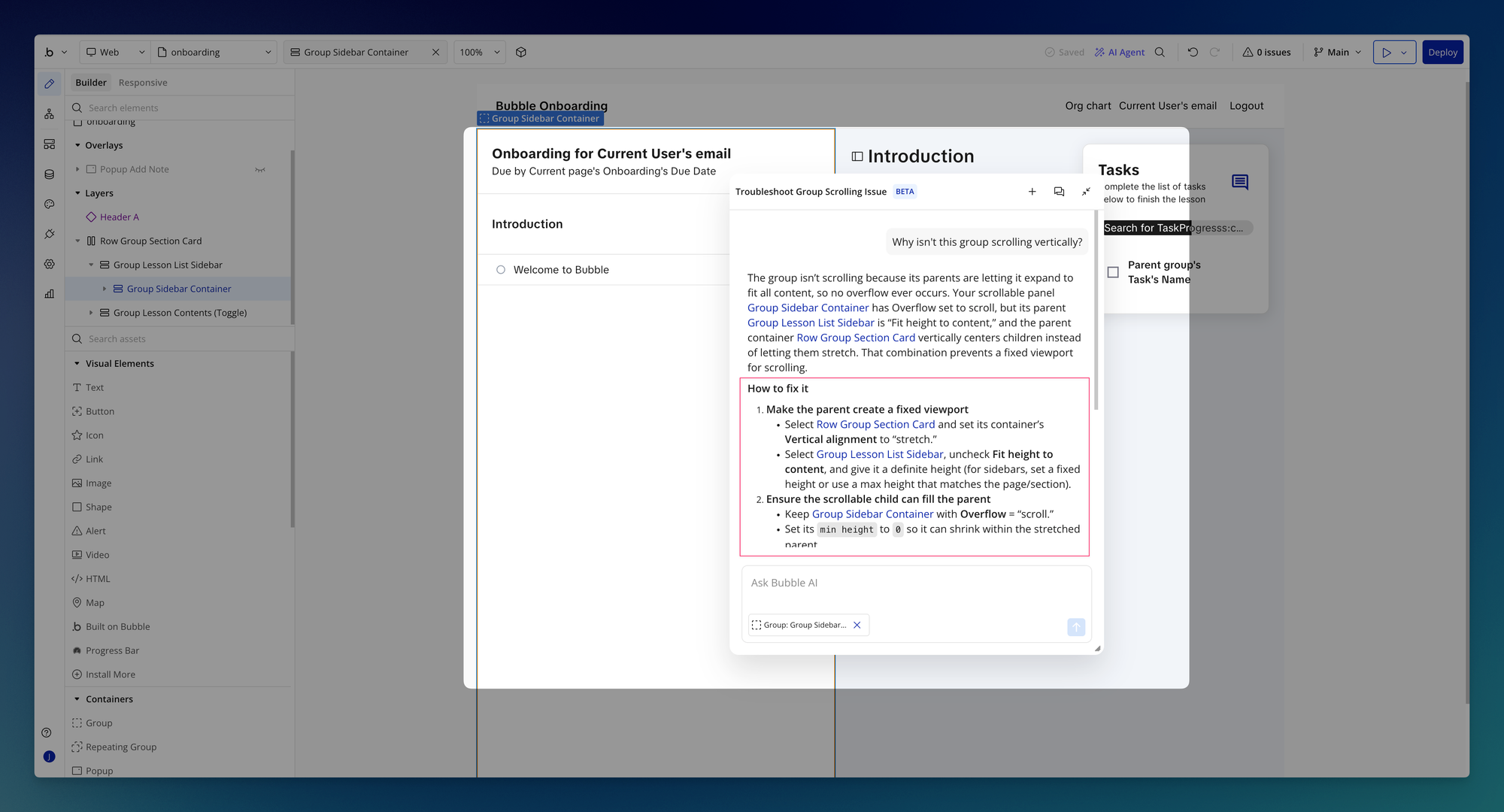 Troubleshooting with Bubble AI