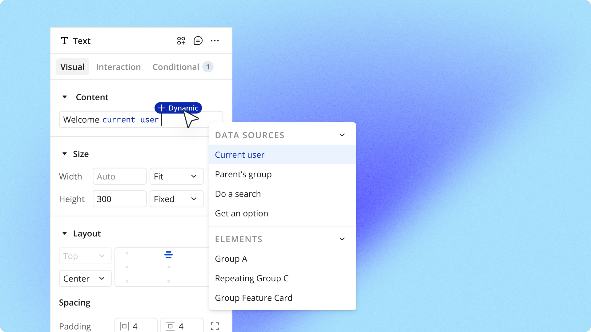 Adding a dynamic expression to an element