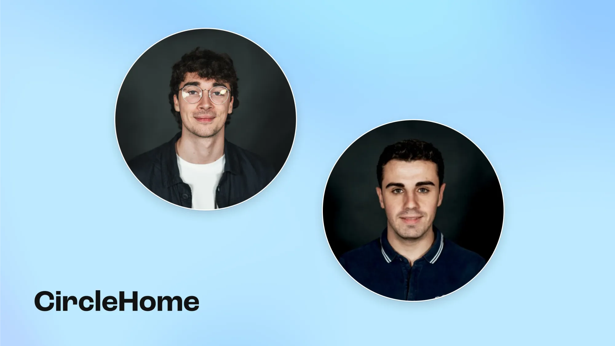 David and Xavier's headshots on a blue gradient background