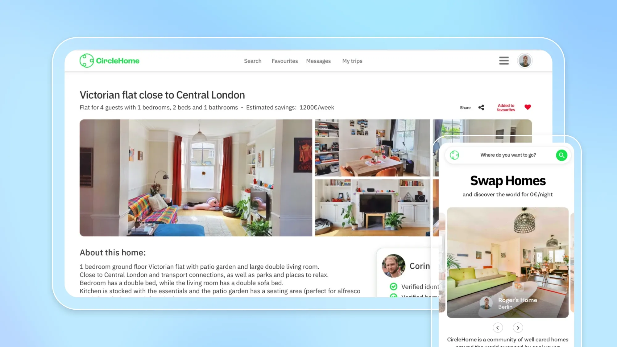 A listing for a flat in London.