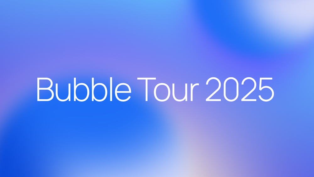Bubble Tour 2025 on a soft blue and purple gradient