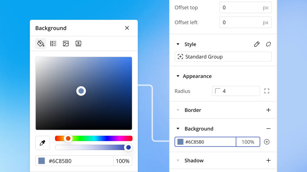 The color picker in the redesigned Bubble property editor