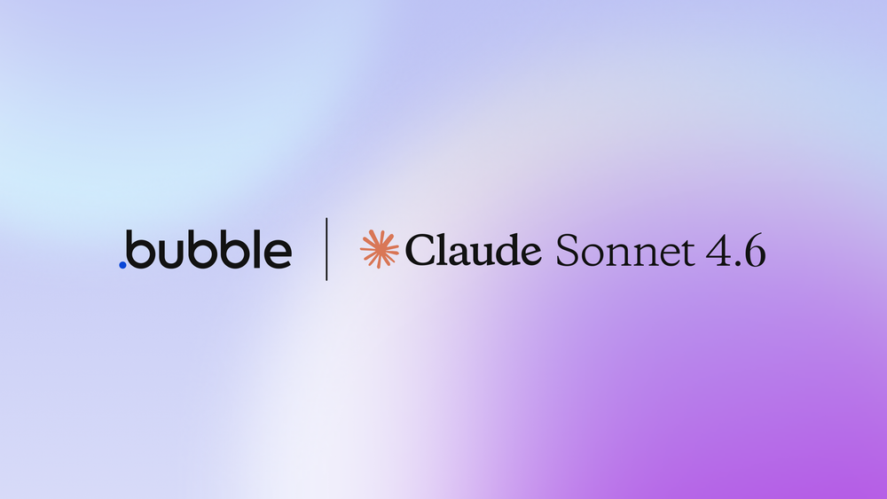 A logo lockup of Bubble and Claude Sonnet 4.6
