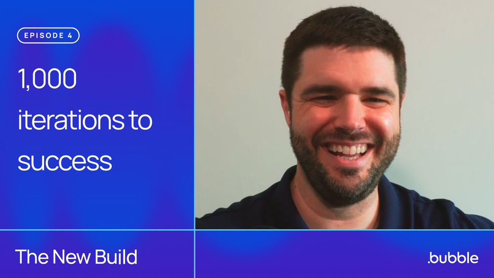 Title text that says "1,000 iterations to success" with Brian Henderson smiling on a plain background