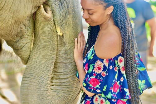 Maryssa Salomon with elephant.