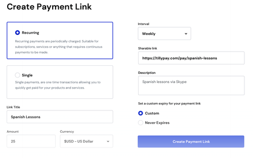 Bubble review of TillyPay - Stripe payment processor.