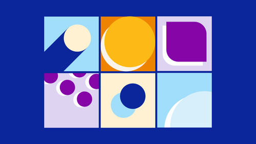 Abstract icons in Bubble's brand colors