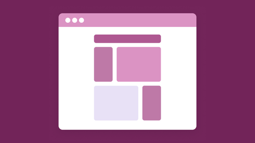 A mockup of a masonry layout in a window on a magenta background.