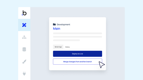 Mockup of merging changes from branches in the Bubble editor. 