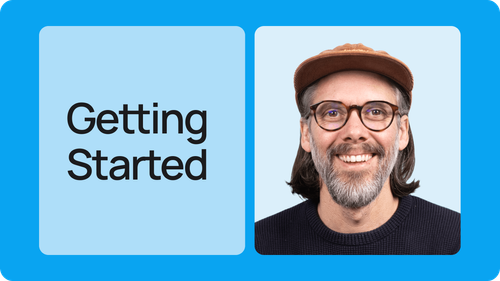 "Getting Started" next to a headshot of Gregory John, who is wearing a baseball cap and glasses.