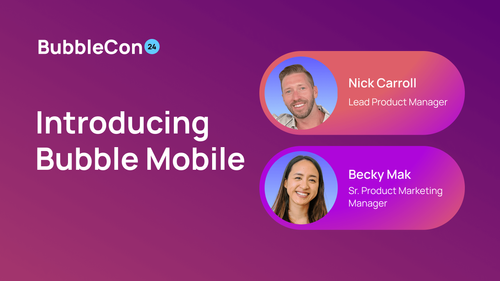 "Introducing Bubble Mobile" with headshots of Nick Carroll and Becky Mak