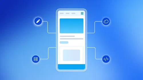A mockup of a mobile app being edited.