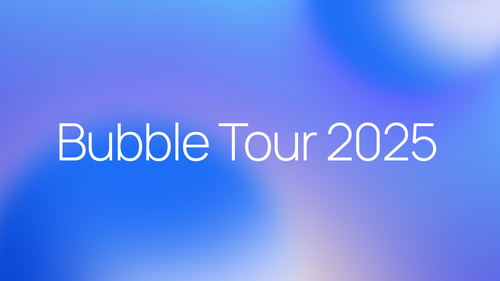 Bubble Tour 2025 on a soft blue and purple gradient