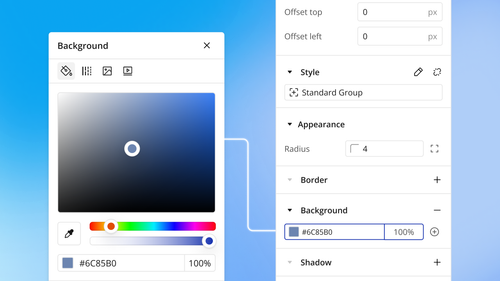 The color picker in the redesigned Bubble property editor