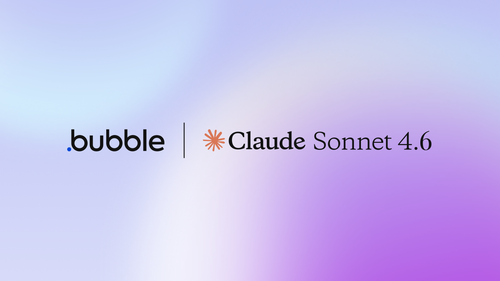A logo lockup of Bubble and Claude Sonnet 4.6